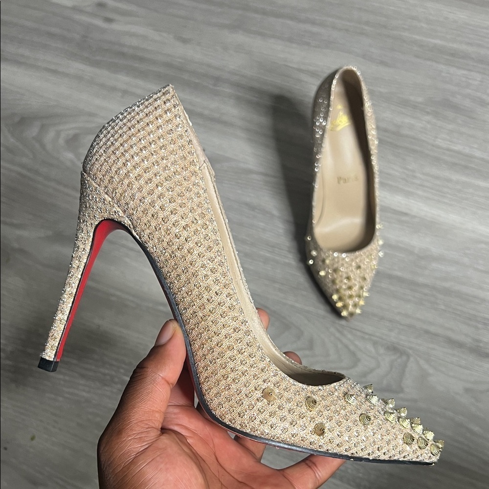 Christian Louboutin Gold Studded Heels